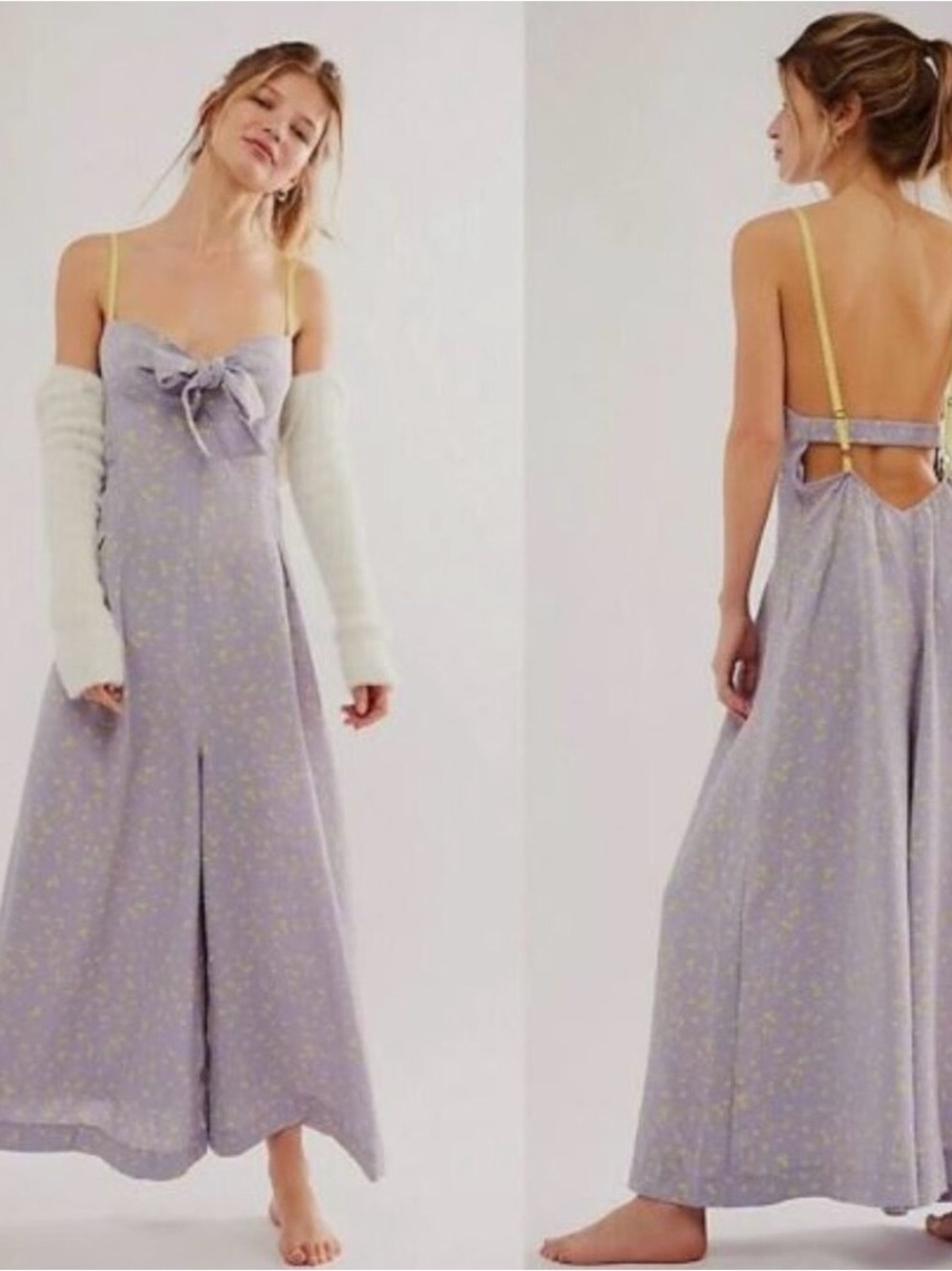 Free People Lavender Maxi Dress with Yellow Straps